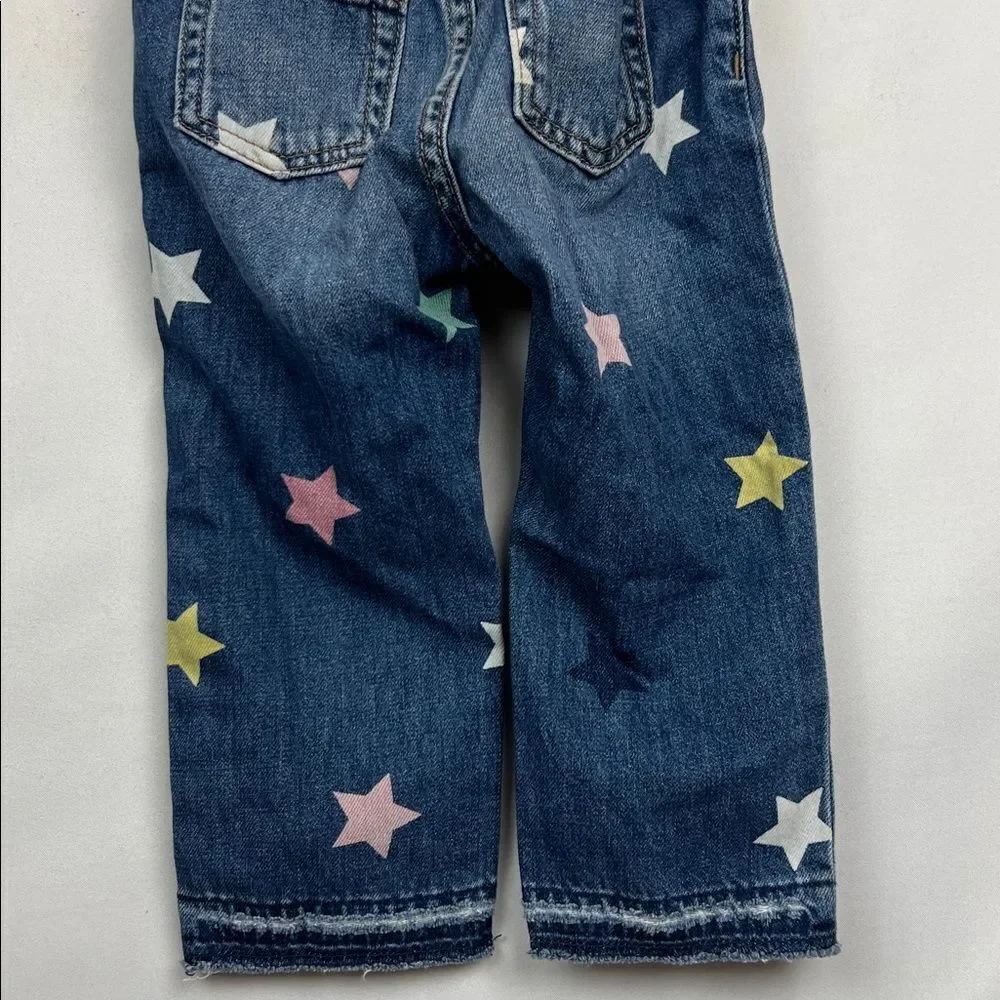 Baby GAP 90’s loose released hem multi star blue jeans adjustable waist 18/24 m